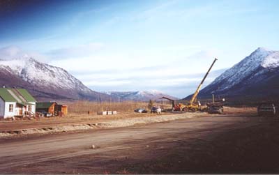 The White Pass & Yukon Route railway's engine house in Carcross being built in the fall of 2000